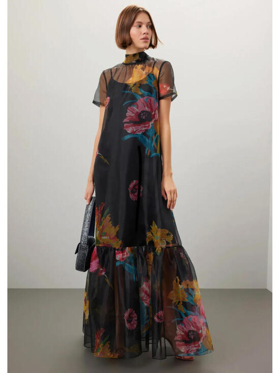 STAUD Dresses & Skirts - NWT STAUD Calluna Organza Neck Tie Gown Dress Designer Sheer Floral Small